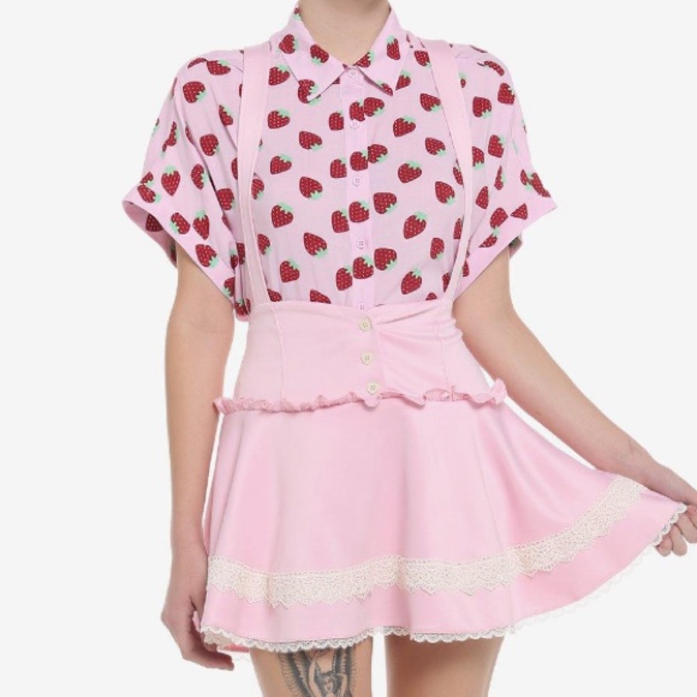 Pink Hearts & Lace‎ Suspender Skirt Hot Topic